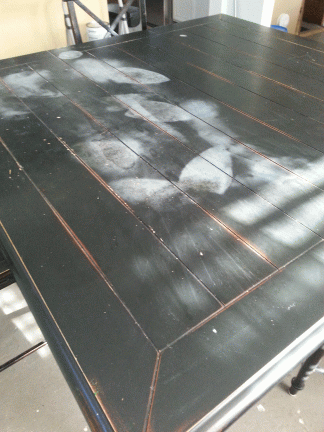 table before with iron marks