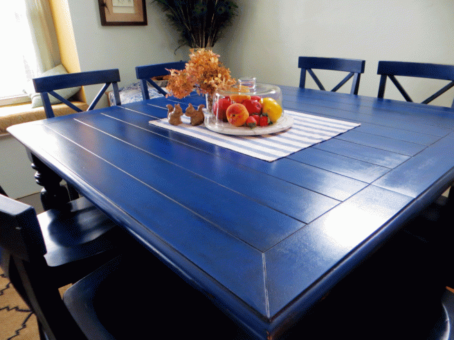 diy chalk paint navy table and chairs