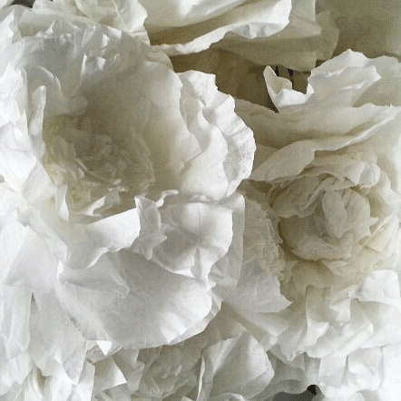 hand crafted coffee filter flowers wedding back drop 30' of coffee filters